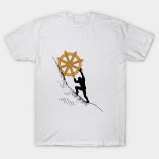 Sisyphus Rolling the Dharma Wheel T-Shirt